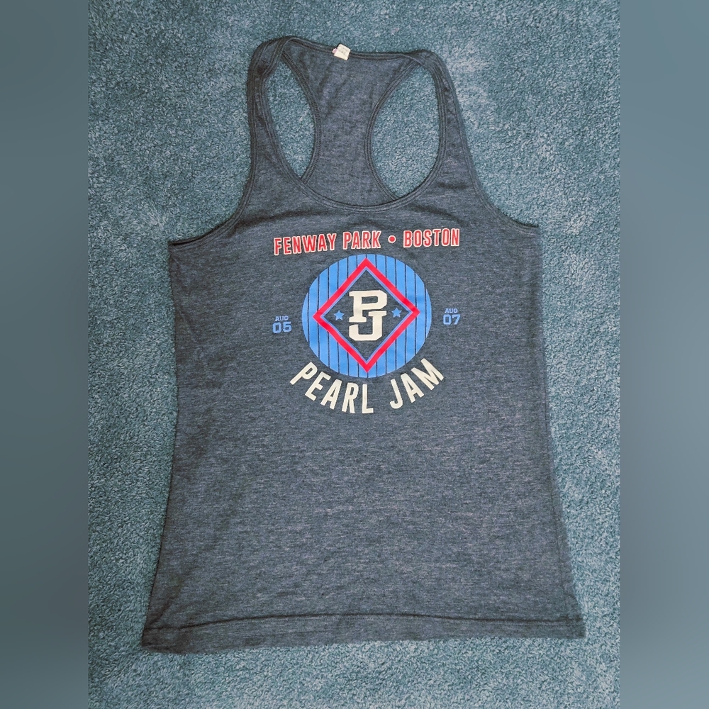 Pearl Fenway Park Boston 2016 Women's Racerback Tank Top - Grey/Blue Size XL